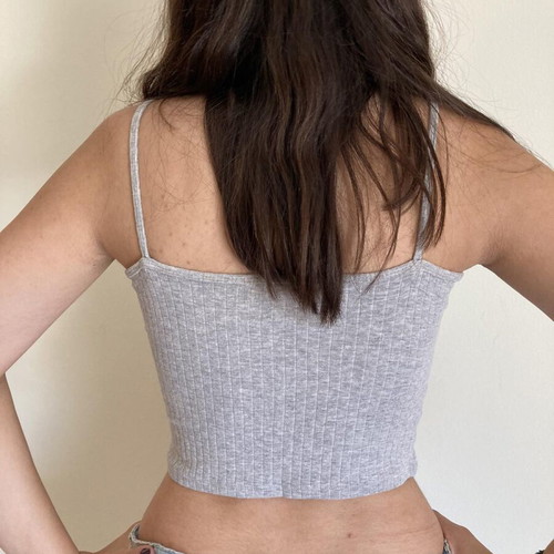 Grey top with handmade lace design like new, size S