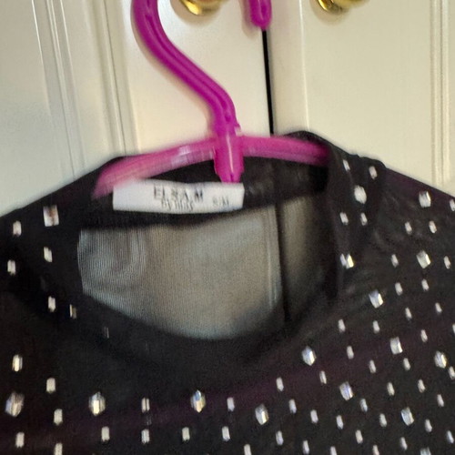 Transparent bodysuit like new with silver studs black