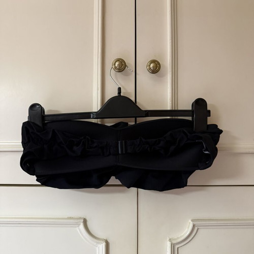 Zara black strapless bikini top with ruffles new