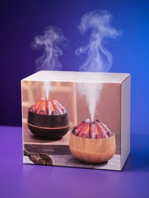 Volcano aroma diffuser new with wooden bowl and lava pieces