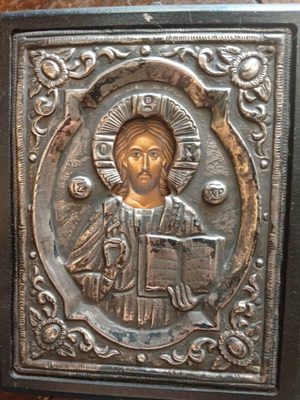 Christ Pantocrator with Russian silver oklad