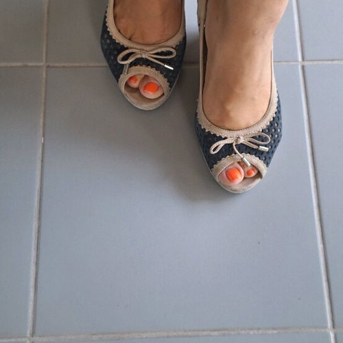 Geox platforms used, blue with beige, size 38