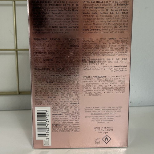 Lancôme La Vie Est Belle Vanille Nude Eau de Parfum 100ml new