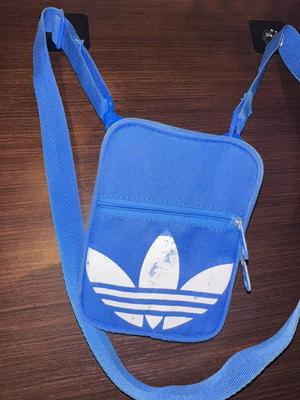 Adidas vintage small shoulder bag blue, like new with logo fading