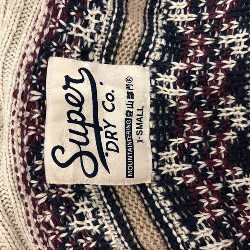 Superdry wool cardigan like new, beige and purple