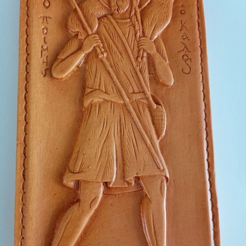 Jesus the Good Shepherd image new, made of wax, mastic and incense