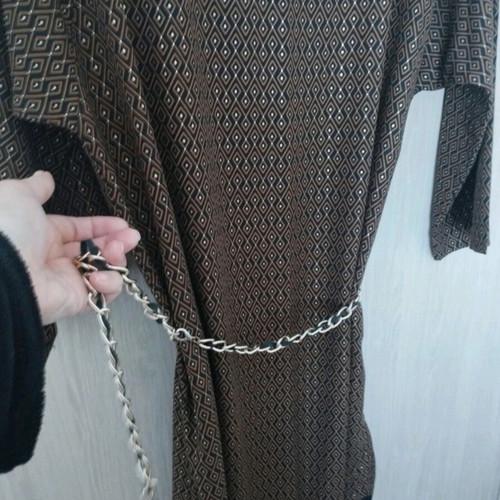 Aggel Knitwear dress new with belt, lurex fabric, black and gold