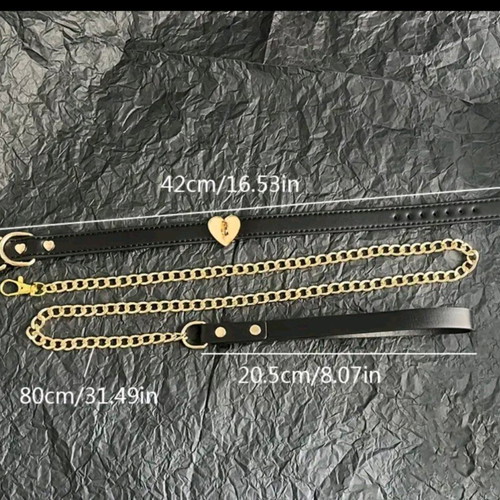 Chain and collar set from PU leather with luxury details new
