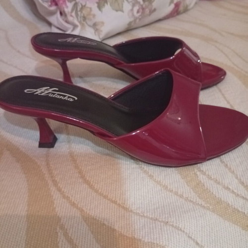 Mules patent leather burgundy, new, heel height 8cm