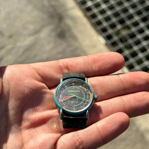Vintage Fiorucci Time Quartz watch 90s neon black for repair