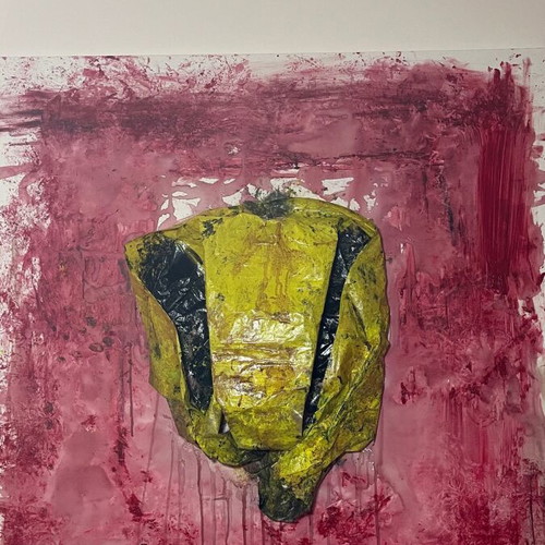 Original acrylic painting with solid elements, contemporary art