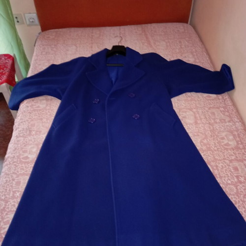 Vintage wool women's double-breasted coat blue royal size L/XL used