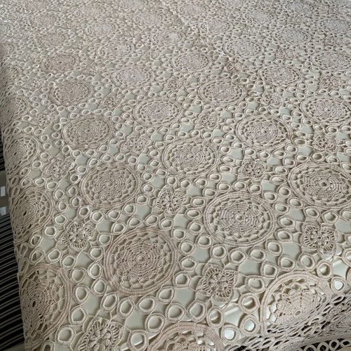 Large handmade vintage tablecloth like new, beige