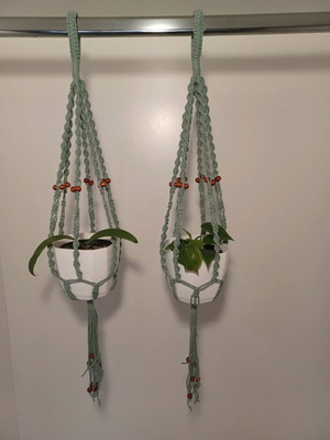 Macrame plant hangers new, set of 2 for 12 cm pots, length 75 cm