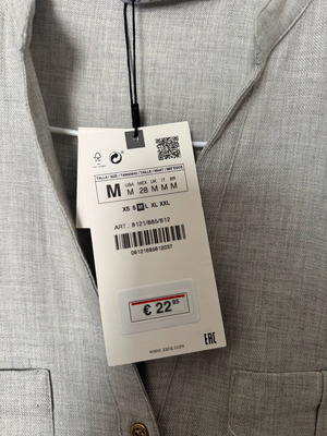 Zara Πουκάμισο Γυναικείο Γκρι Με Χρυσά Κουμπάκια Καινούργιο