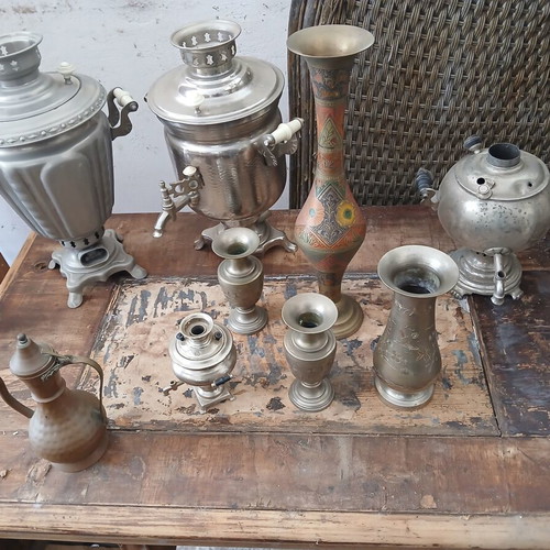 Vintage metal utensils like new, samovars, jugs and vases
