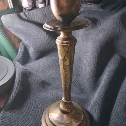 Vintage candlestick used, 25 cm, sturdy