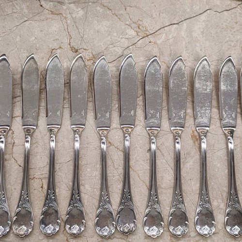 Christofle Marly fish knives used, set of 12 pieces