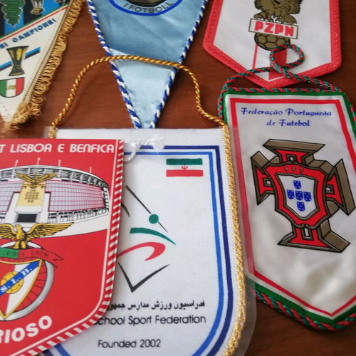 Lot of 8 small used football pennants from various countries