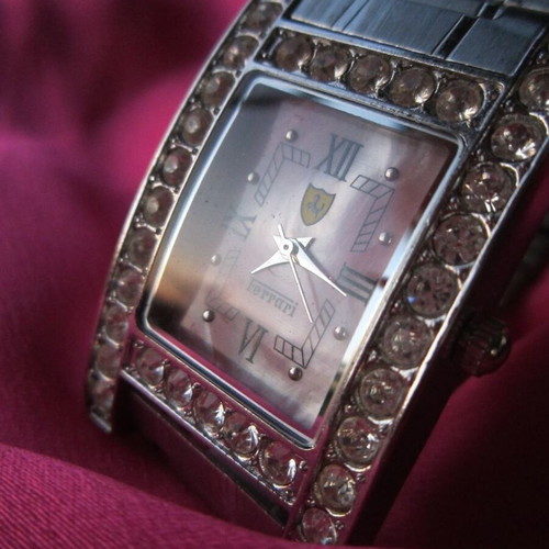 Ferrari women's silver wristwatch with stones, like new