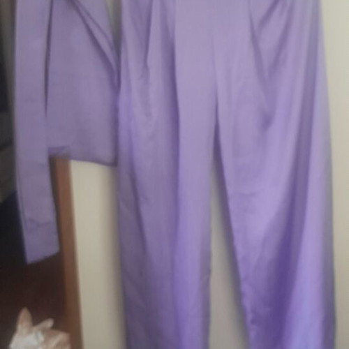 Satin pants like new, purple, with scarf