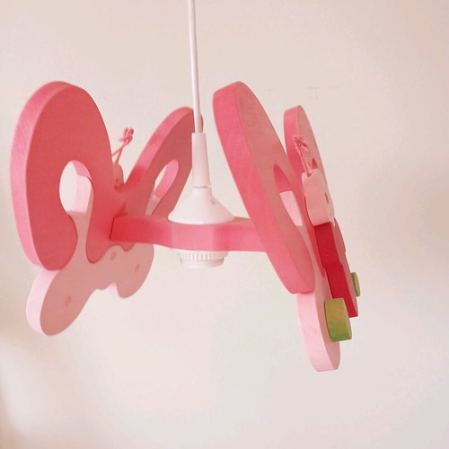 Wooden children's ceiling light with butterfly shape