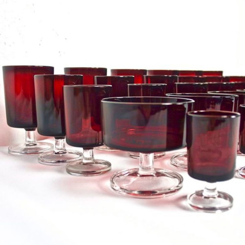 Stemmed glasses set 30 pieces Cavalier Ruby Red, new