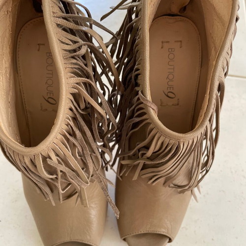 Leather ankle boots, beige, size 37