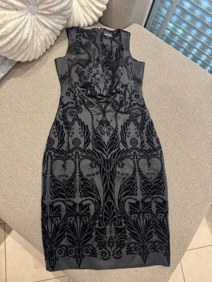 Just Cavalli Black Midi Dress New With Velvet Design Size 40