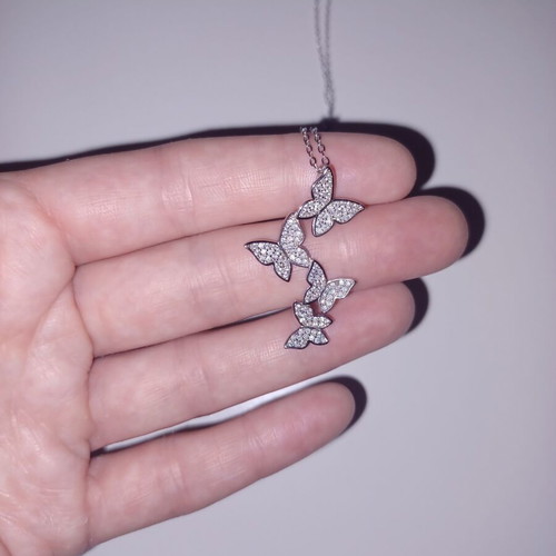Pasquette Little Butterflies silver 925 pendant with moissanites