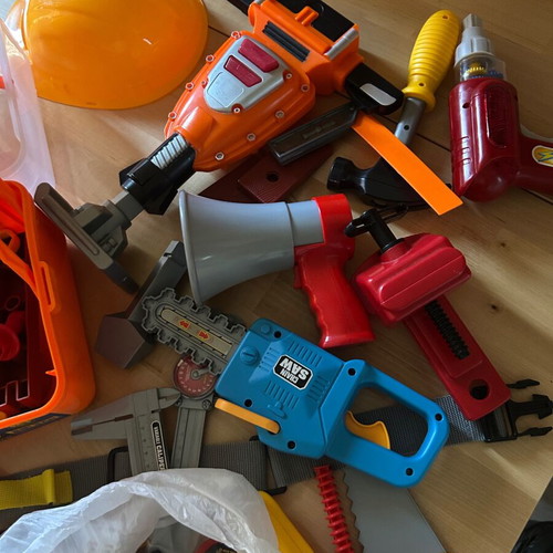 Children's tool kit used, large case with compressor and accessories