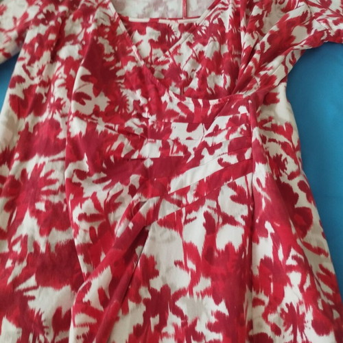 Laurel Red Floral Cotton Dress Set, wrap and slip