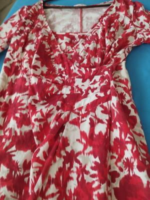 Laurel Red Floral Cotton Dress Set, wrap and slip
