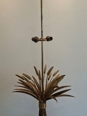 Wheatsheaf Table Lamp used, mid-century Italian brass gold finish