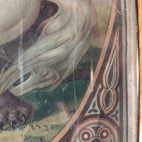 St. George Religious Icon Used, 1950s German Chromolithograph