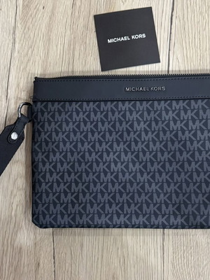 Michael Kors men's wristlet bag like new, black and gray