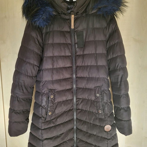 Bristol long jacket with fur hood like new