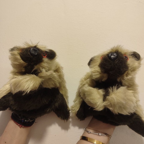 Vintage fur gloves set of 2, retro and collectible