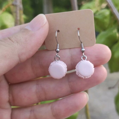 Earrings new polymer clay macarons with steel hooks