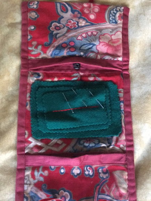 Fabric sewing pouch used, vintage