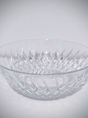 Vintage French glass bowl Arcoroc with embossed geometric design like new