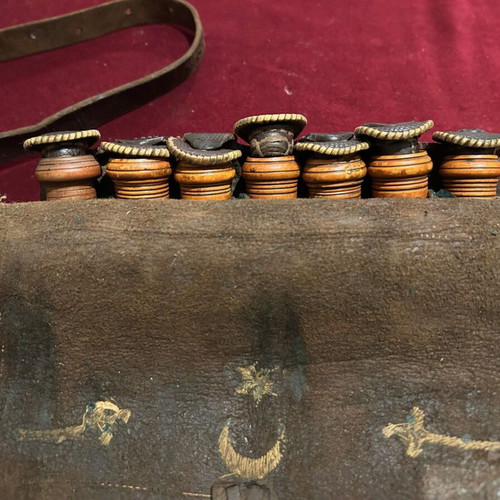 Leather Ottoman Palaska used with embroidered crescent and Zulfiqar