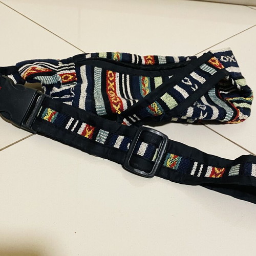 Waist bag like new, woven style, black and multicolor