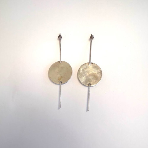 Handmade Georgian modernist earrings with blue cat’s eye stone used
