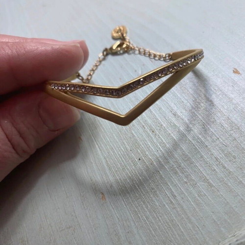 Bracelet made of steel and zircon stones, new, gold color