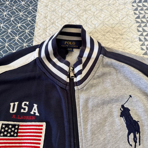 Ralph Lauren jacket used, gray and blue, fits small