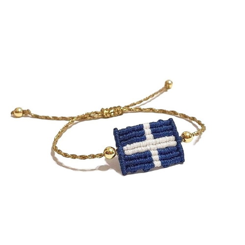 Anniversary bracelet Greek flag with hematite semi-precious stones new