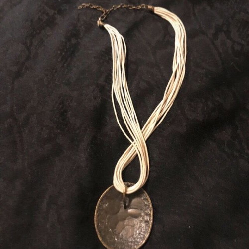 Faux women's necklace white enamel vintage like new handmade