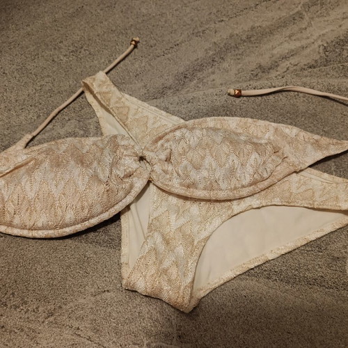H&M white gold strapless bikini