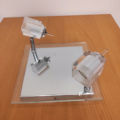 New double glass ceiling spotlight GU10 with nickel base and adjustable head